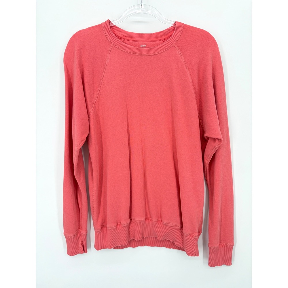 Aerie Distressed Crewneck Sweatshirt Womens XS Coral Pink Raglan Pullover
